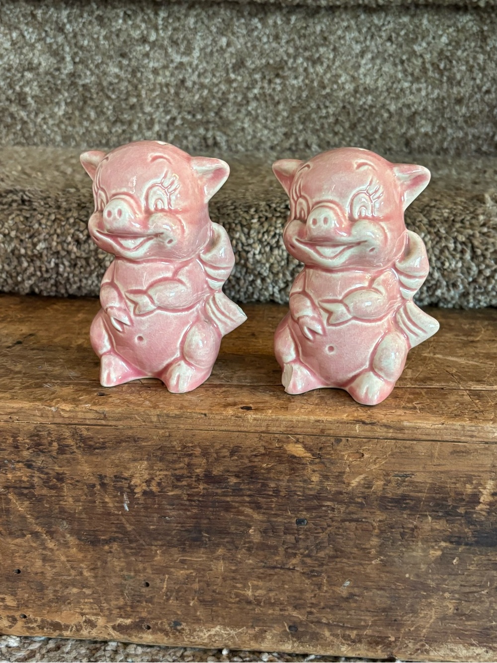 Pink Ceramic Pig Salt and Pepper Shakers - Vintage-Style Home Accents